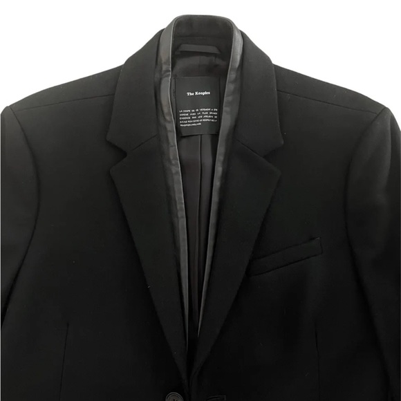 SOLD - The Kooples black wool overcoat with leather accent. - Picture 5 of 5
